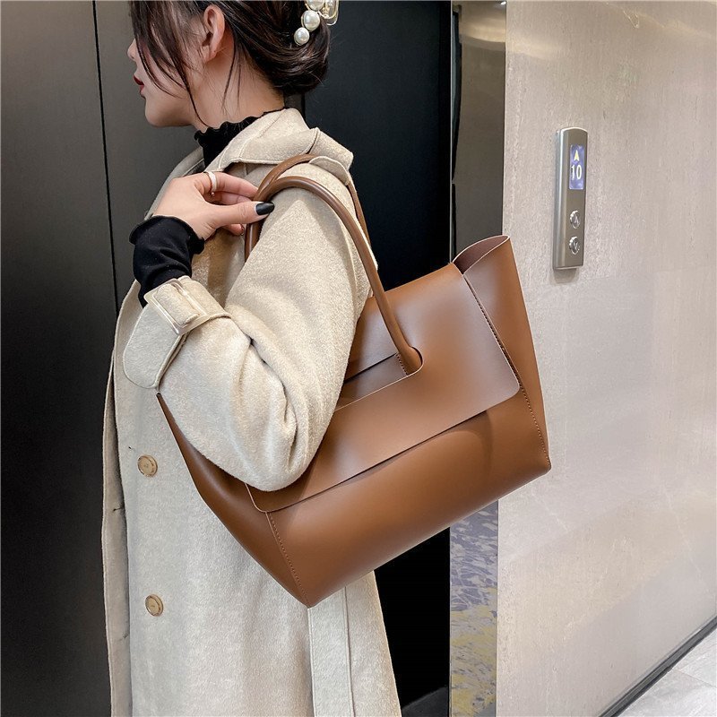 Fashion Women Shoulder Bags Large Capacity Handbags Simple Retro Tote Bags Solid Color Famous Brand High Quality Bags