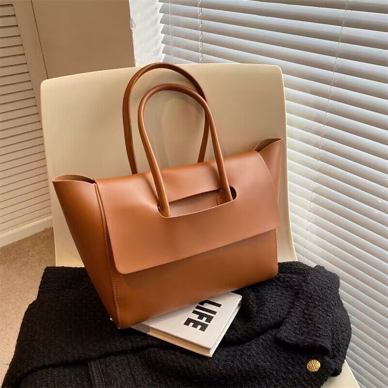 Fashion Women Shoulder Bags Large Capacity Handbags Simple Retro Tote Bags Solid Color Famous Brand High Quality Bags